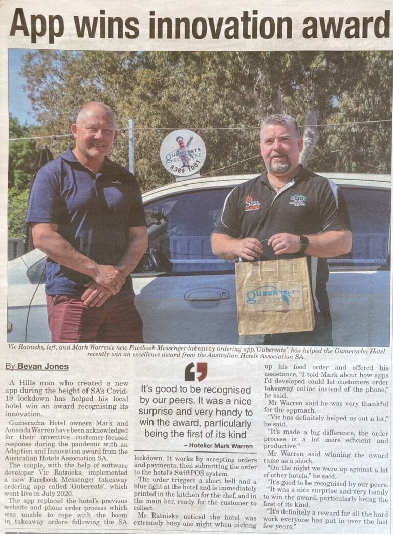 Align Systems' POS Chat App wins innovation award for the Gumeracha Hotel
